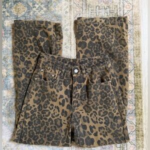Aelfric Eden Brown Leopard Print Straight Leg Jeans